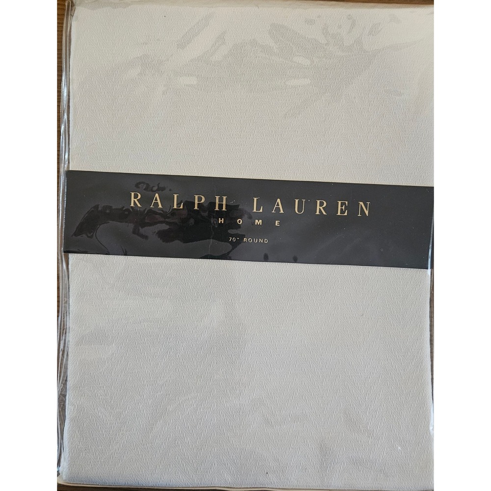 Ralph Lauren Home 70" Round Kilimanjaro Tablecloth White Cotton Blend